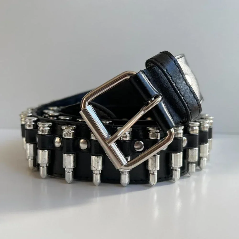 Y2K 2000s bullet-studded black belt - Picture 8 of 8